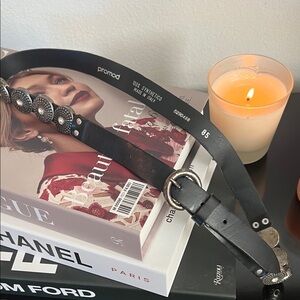 Promod Elegant Black Belt with Silver Details